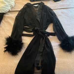 In Bloom Mesh, Feather, Satin Robe